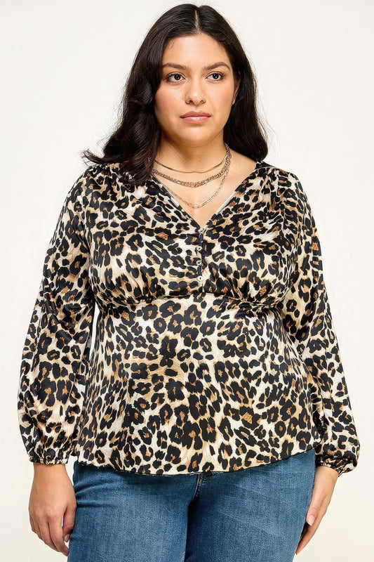 Satin Animal Babydoll Blouse