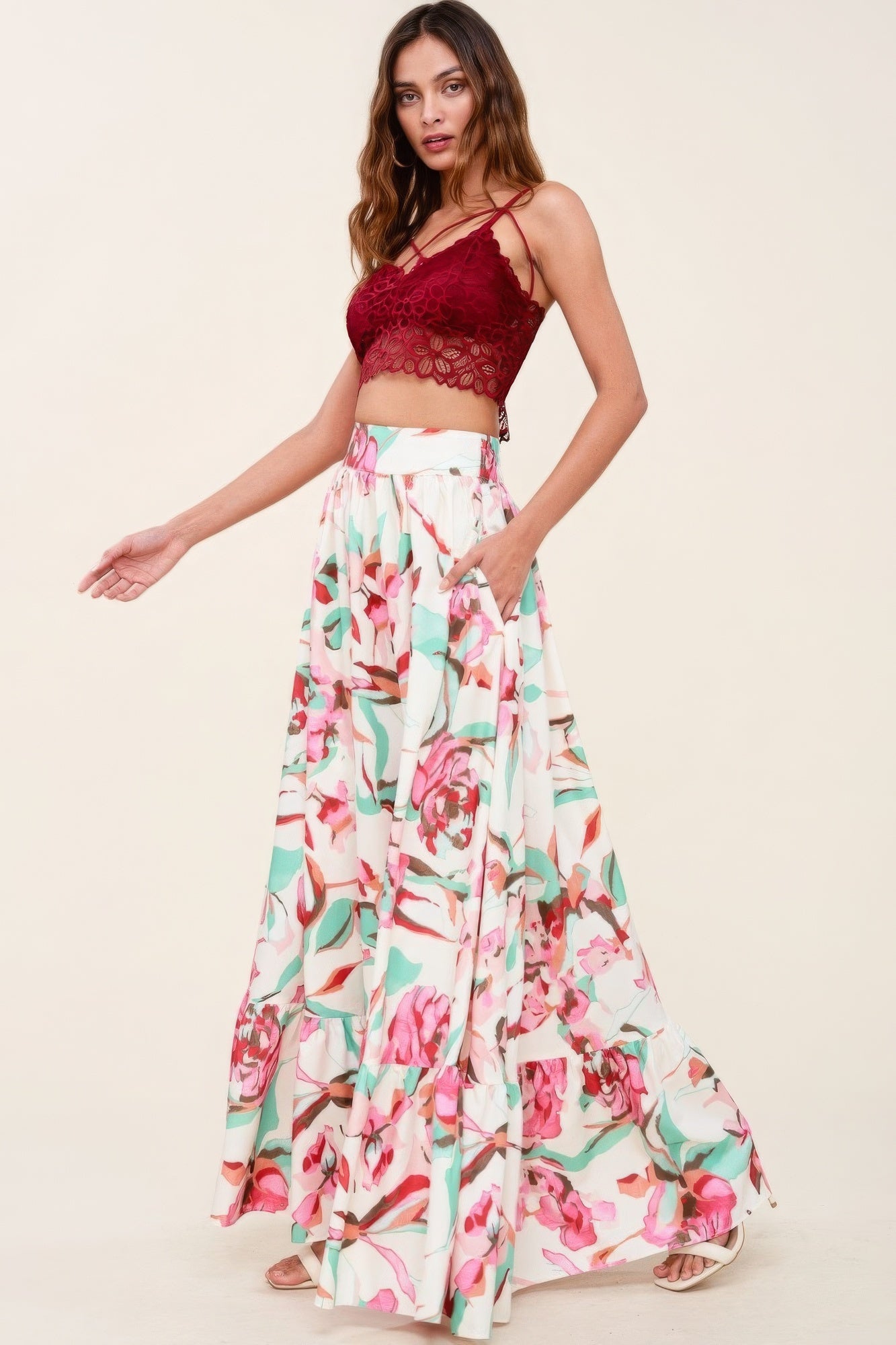 Printed Maxi Skirt With Pockets